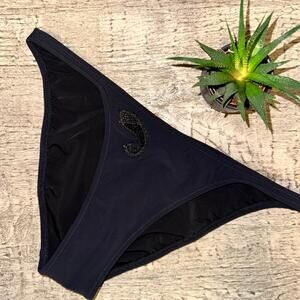 Gideon Oberson Black Bikini Bottoms‎ Sz 6 Minimalist Swimwear Beaded |Resortwear